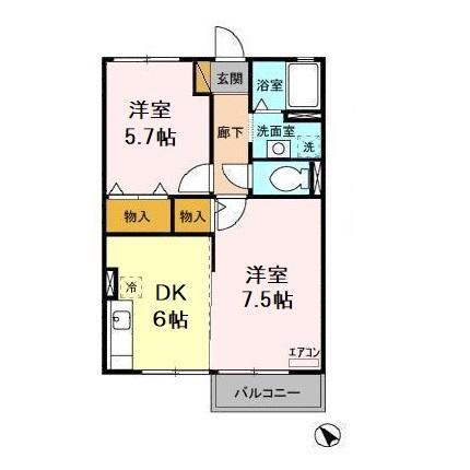 メゾンエクレール(2DK/2階)の間取り写真