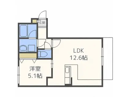 グランオルセー北大前(1LDK/3階)の間取り写真