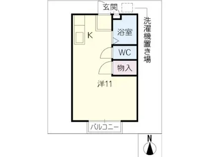 ハイライフSS B棟(ワンルーム/2階)の間取り写真