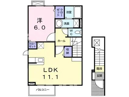 ラウレア(1LDK/2階)の間取り写真