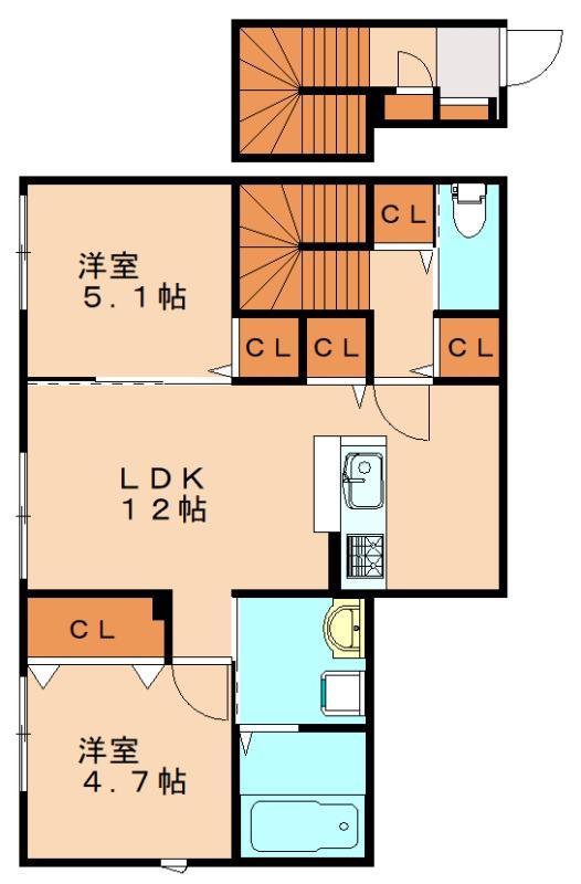 エレガンスプラスIII(2LDK/2階)の間取り写真