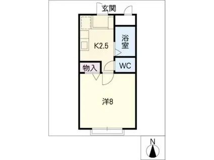 アムラックスII(1K/2階)の間取り写真