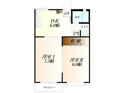 メゾンセキ(2DK/2階)の間取り写真