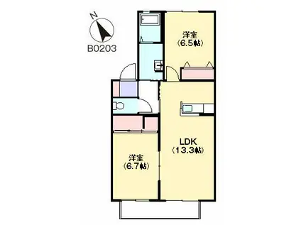 メジンK B棟(2LDK/2階)の間取り写真