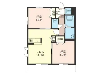 ルピナス(2LDK/1階)の間取り写真