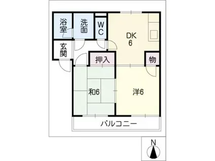 サンライズフジ A(2DK/1階)の間取り写真
