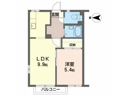 パティオグランデA(1LDK/2階)の間取り写真