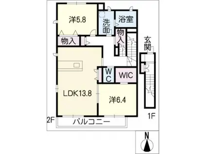 SHA MAISON MS(2LDK/2階)の間取り写真