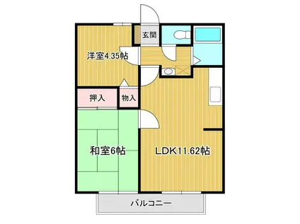 グリーンハイツ(2LDK/2階)の間取り写真