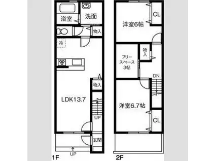 セントラルコート七宝(2LDK/1階)の間取り写真