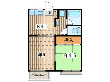 サンハイツ栗原(2K/2階)の間取り写真