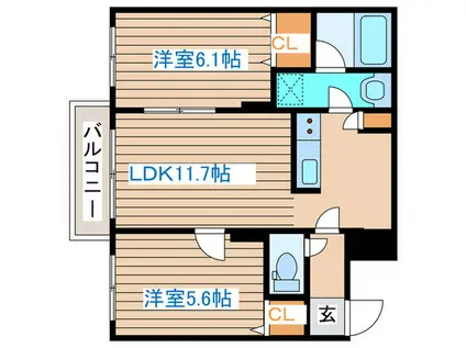 RITZ GRANDE 白石駅(2LDK/4階)の間取り写真