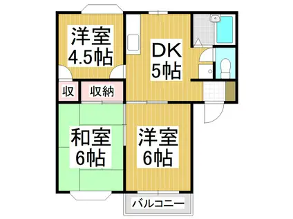 ベルディータカミヤA(3DK/2階)の間取り写真
