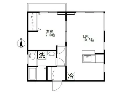 ヴィラスK(1LDK/2階)の間取り写真