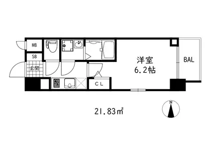 シオンコウベベイサイド(1K/5階)の間取り写真
