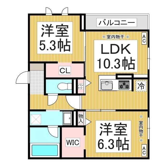 セルメイユール(2LDK/2階)の間取り写真