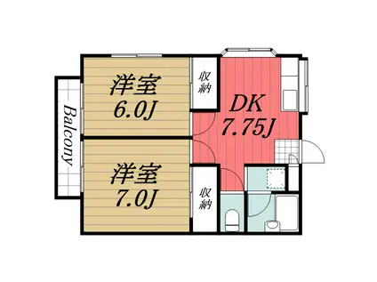 ベルシェモワ(2DK/2階)の間取り写真
