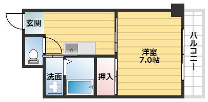 ミュー高麗橋(1DK/4階)の間取り写真