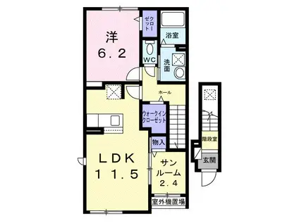 ドミールトキワ(1LDK/2階)の間取り写真