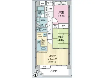 ステイツ所沢グランビア(2LDK/5階)の間取り写真