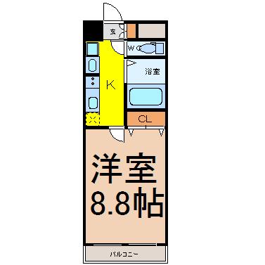 パルティール覚王山(1K/6階)の間取り写真