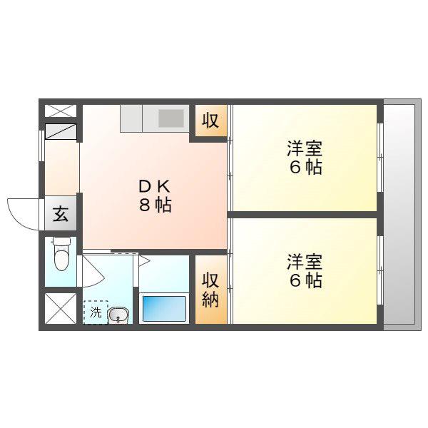 モナドマンション(2DK/3階)の間取り写真