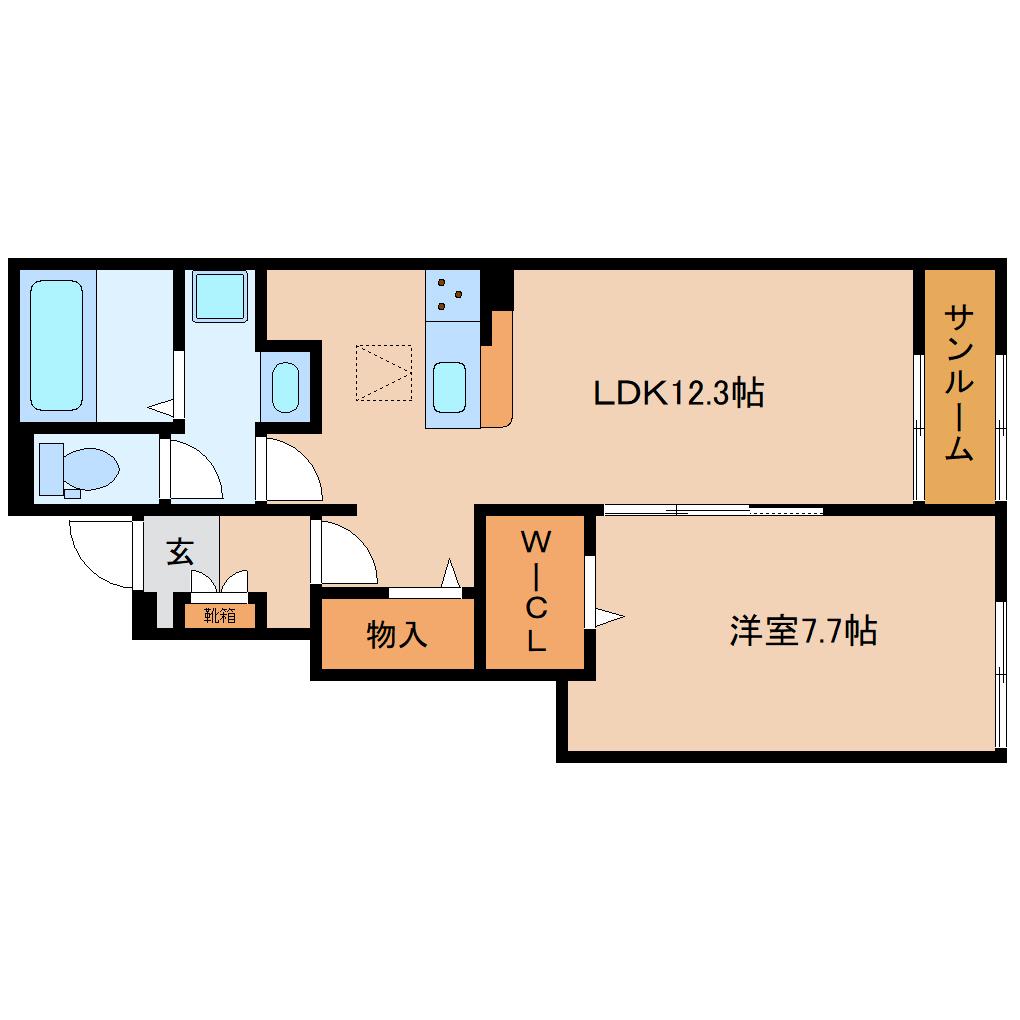 シルエーラ セットA(1LDK/1階)の間取り写真