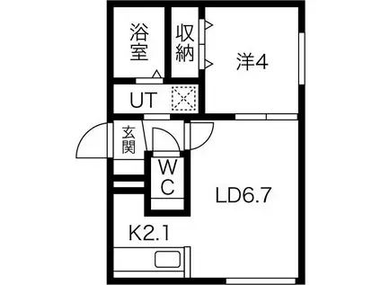 ENCHANTE SHIROISHI(1LDK/2階)の間取り写真