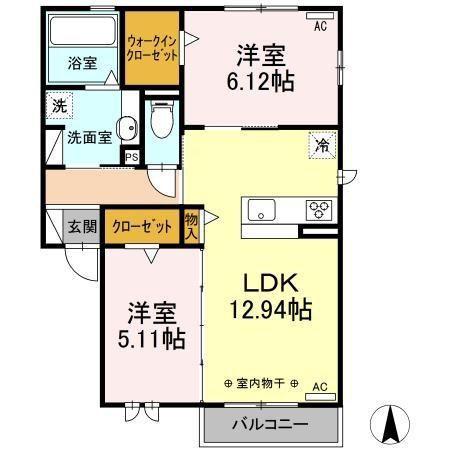 セジュールコルザック(2LDK/2階)の間取り写真