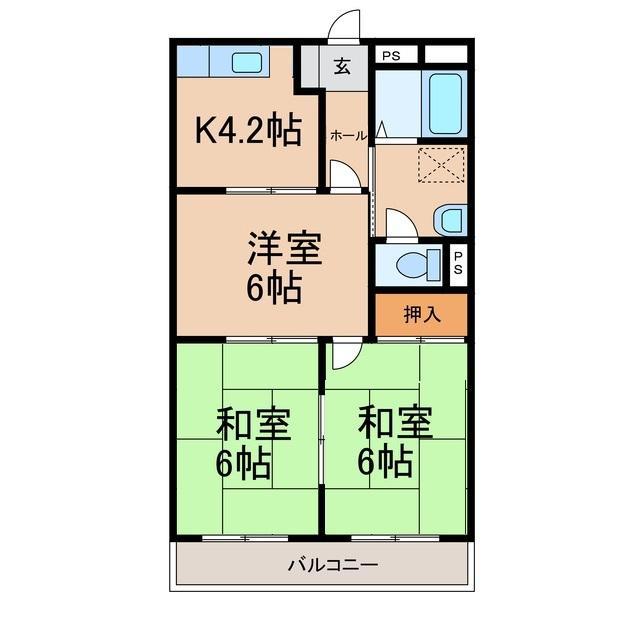 シャラハウス(3DK/2階)の間取り写真