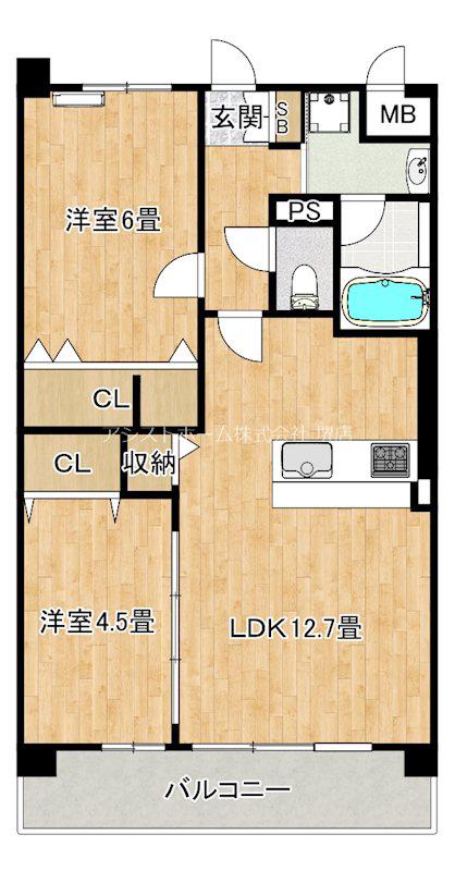 アトリエール堺寺地町(2LDK/5階)の間取り写真