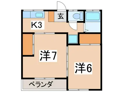 コーポすみれ(2K/1階)の間取り写真