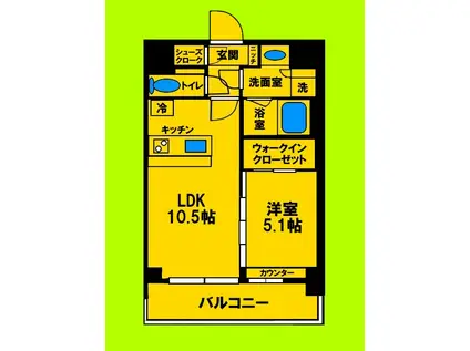 スプランディッド江坂スリー(1LDK/6階)の間取り写真