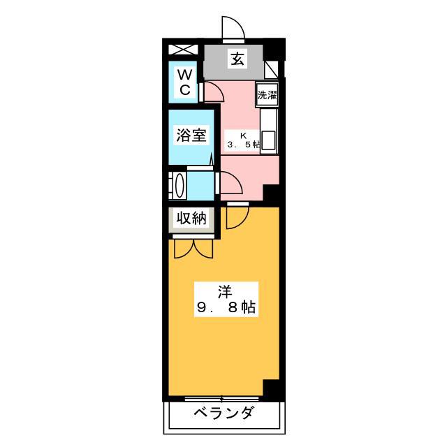 ポレール梅林(1K/4階)の間取り写真