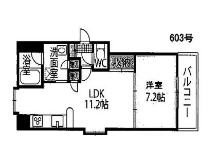 GLUCK西十日市(1LDK/6階)の間取り写真