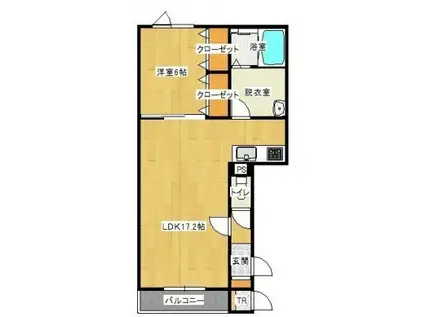 ミレイル矢代(1LDK/3階)の間取り写真