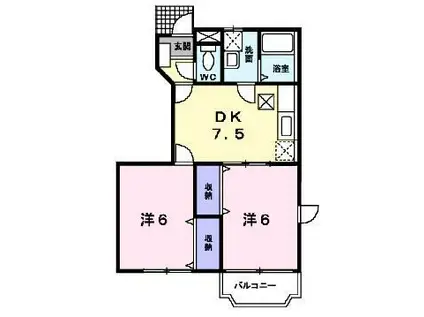 ラルゴ プラーサII(2DK/1階)の間取り写真