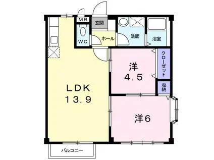ニューシティー関根(2LDK/2階)の間取り写真