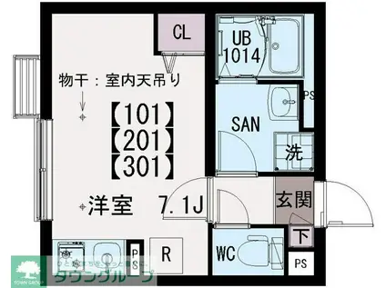 イクシオ中村(ワンルーム/1階)の間取り写真