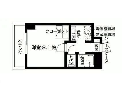 ウイステリア星ヶ丘(1K/4階)の間取り写真
