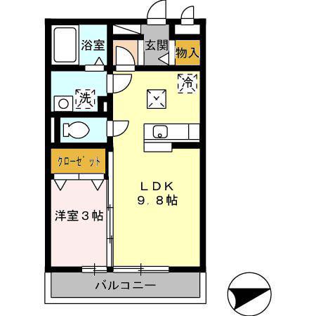 SEJOURウエノ(1LDK/1階)の間取り写真