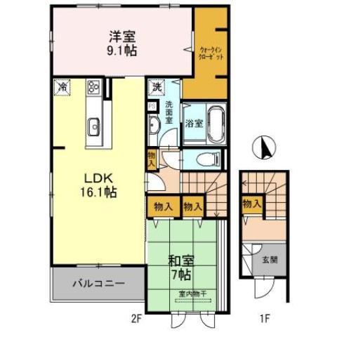 エストリヴィエール(2LDK/2階)の間取り写真