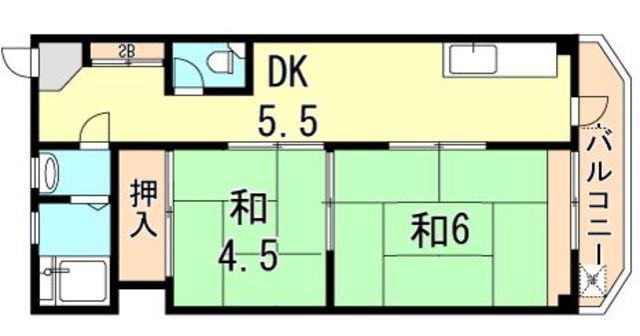 朝日マンション(2DK/2階)の間取り写真