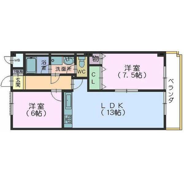 THE FIRST平針(2LDK/6階)の間取り写真