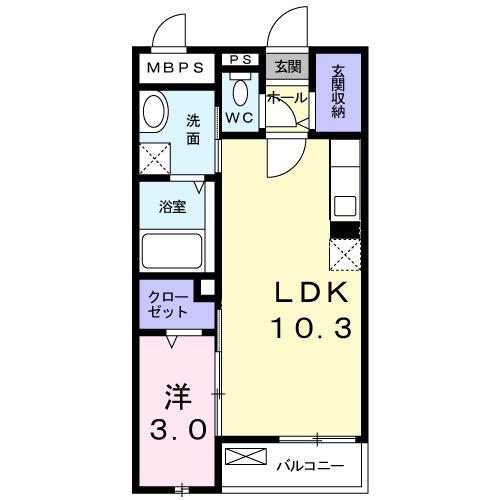 カーサ クレインフィールド(1LDK/3階)の間取り写真
