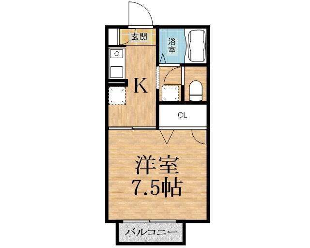 コトーおゆみ野(1K/2階)の間取り写真