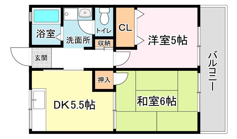 ユーリI番館(2DK/2階)の間取り写真