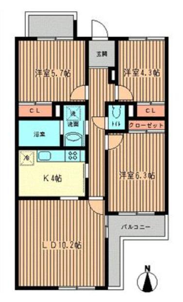 リズ梅が丘(3LDK/2階)の間取り写真