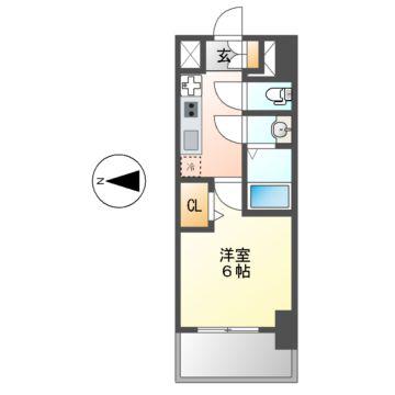 ディアレイシャス名古屋大須通(1K/12階)の間取り写真