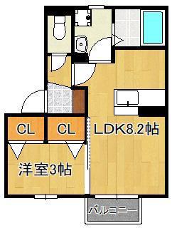 ウエストスクエア(1LDK/1階)の間取り写真